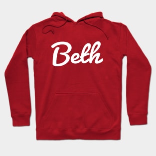 Beth Typography White Cursive Script Hoodie